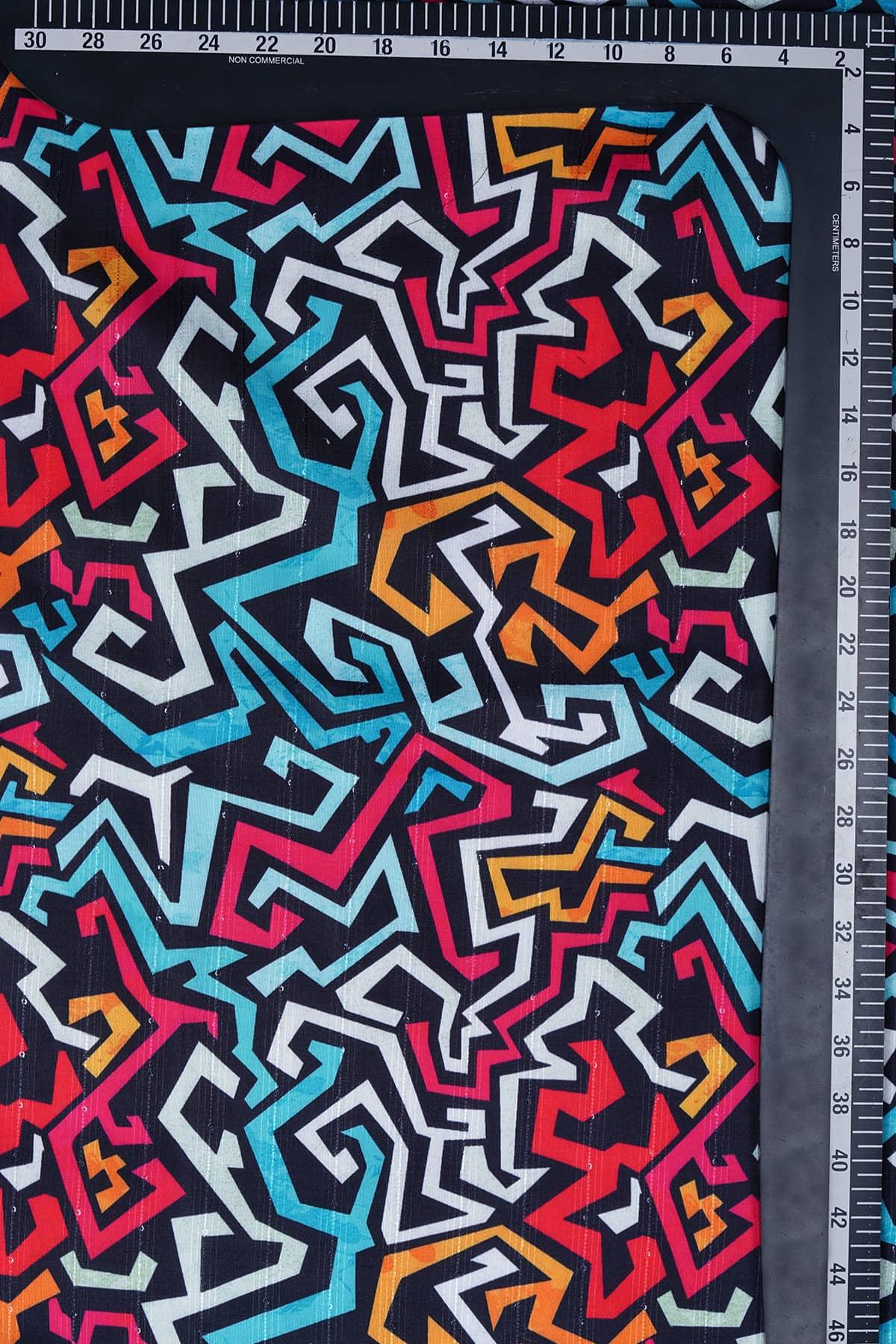 Graffiti Seamless Pattern Digitally Printed on Halley Silk - saraaha.com - Accessories, Digital Print, Formal, Halley silk, Home Decor, Kurtas, Kurtis, Quirky, Shirts, SILK, Skirts, Suits, Tops Dresses