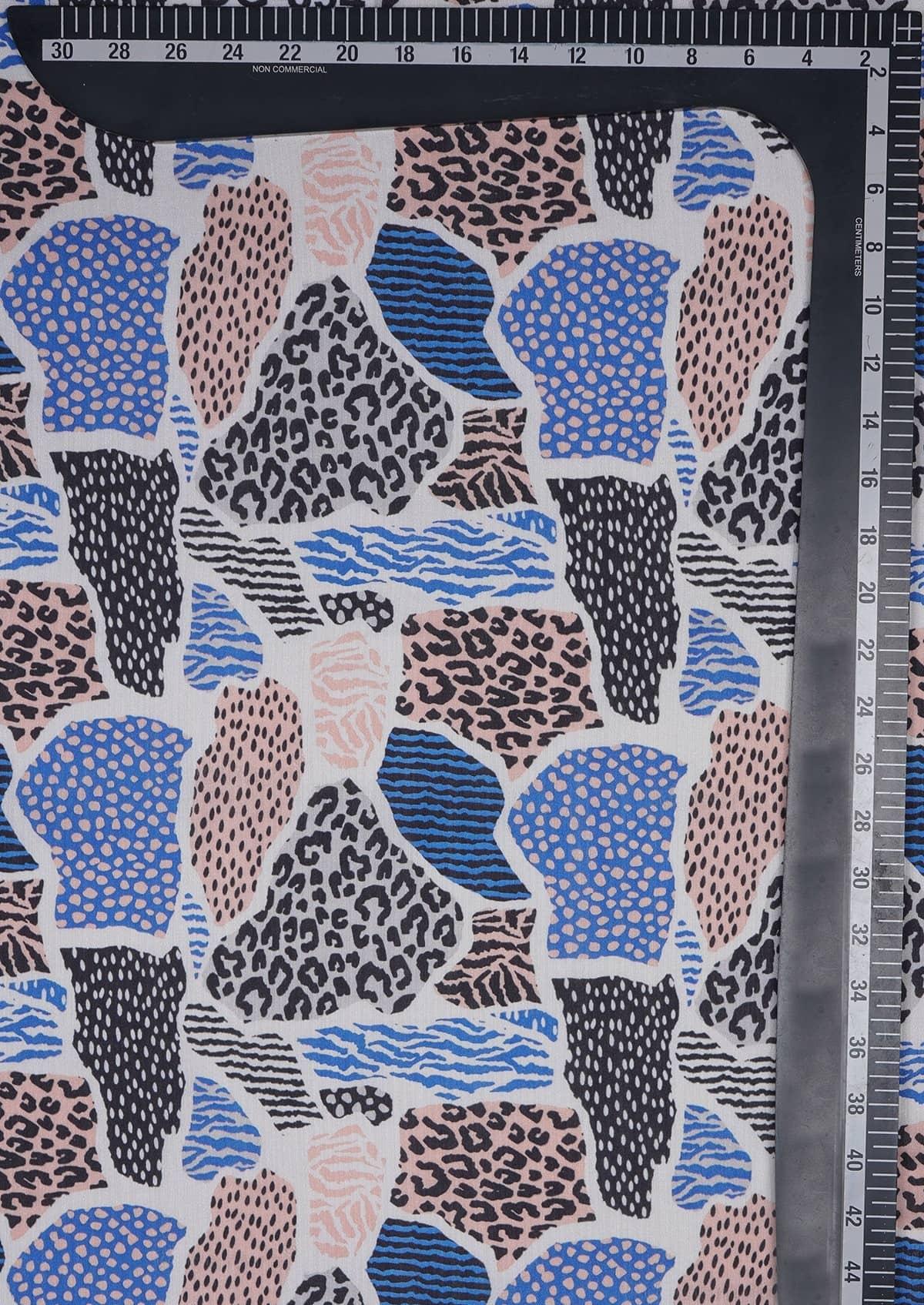 Blue and Black Color Animal Print Digitally Printed on Rangna Silk - saraaha.com - Casual, Digital Print, ethnic kurtis, Festive, home decor, kurtas, lehengas, occasional garments, Rangna Silk, shirts, SILK