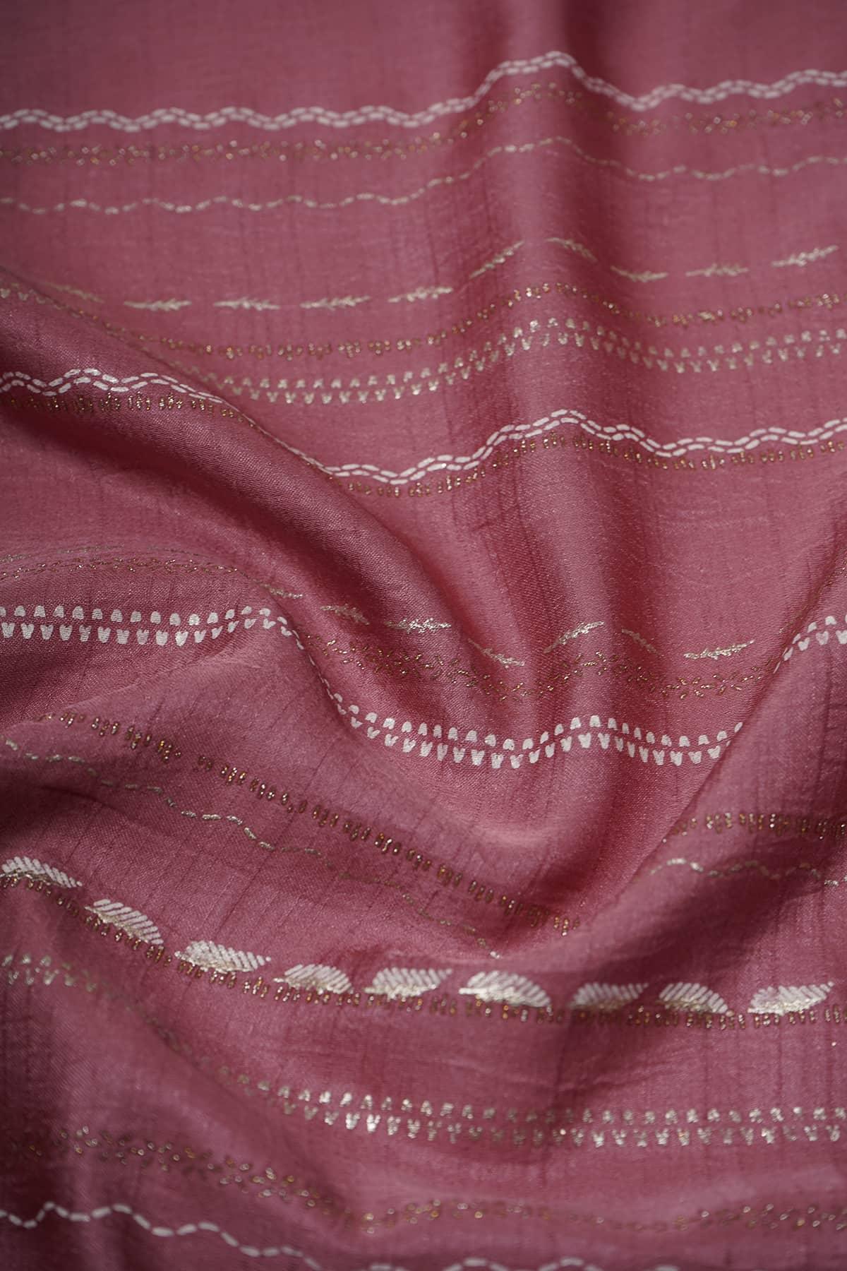White Coloured Geometric Pattern Combined with Foil Work on Alina Silk - saraaha.com - Accessories, Alina silk, Festive, Kurtas, Kurtis, Screen Print, Screen Print Foil Work, SILK, Skirts, Suits, Tops Dresses, Trimmings