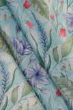 Blue Vintage Fern Garden Digitally Printed on Kiana Silk