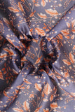 Classic Black and Gold Wild Dry Floral Pattern Digitally Printed on Kiana Silk