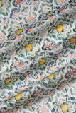 Green Vintage Brush Strokes Pattern Digitally Printed on Kiana Silk