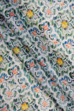 Green Vintage Brush Strokes Pattern Digitally Printed on Kiana Silk